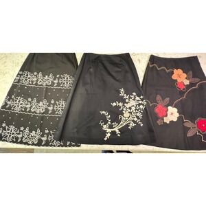 Harold's A Line Skirt Lot Of 3 Skirts Size 4 Floral Embroidery